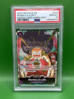 2025 One Piece EN Bandi Card Games Fest #073 Monkey D. Luffy PSA 10 MINT - Image 1