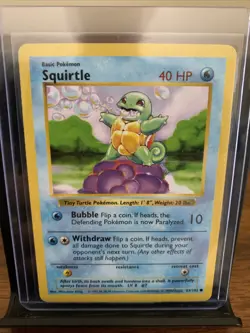 Pokemon TCG Squirtle Card 063/102 Base Set, Shadowless, MP - Image 1
