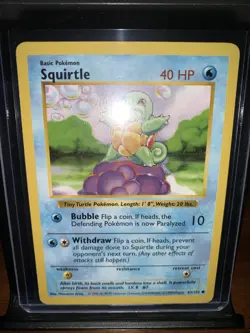 Pokemon TCG Squirtle Card 063/102 Base Set, Shadowless, MP - Image 2