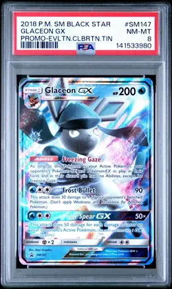 Glaceon GX SM147 PSA 8 Holo Sun & Moon Promo Pokemon Card 🔥🔥 - Image 1