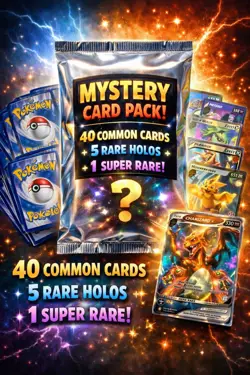 Pokemon Mystery Card Pack 40 Cards 5Rare Holos 1Super Rare - Image 1