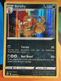 Scrafty 042/073 Champions Path Holo Rare Pokemon Card NM - Image 1
