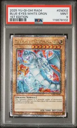 2025 Yu-Gi-Oh! Blue-Eyes White Dragon RA04-EN002 Quarter Century Rare PSA 9 - Image 1