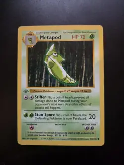Pokemon Metapod 1st Edition Common Card Base Set Shadowless 54/102 70 HP 1999 - Image 1