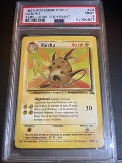 Pokemon Raichu - Fossil 1999-2000 Red logo Pack Rare - Image 1