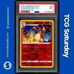 2020 POKEMON SWORD & SHIELD VIVID VOLTAGE #025/185 CHARIZARD REVERSE HOLO PSA 9 - Image 1