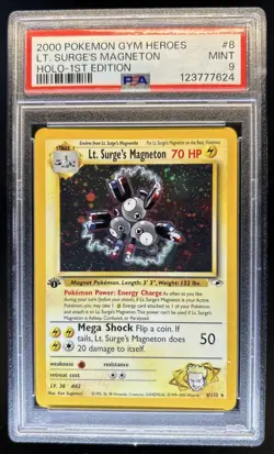 2000 Pokemon Gym Heroes 1st Edition Lt. Surge's Magneton Holo #8/132 PSA 9 - Image 1