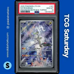 2025 POKEMON JOURNEY TOGETHER E.B. BOX TOPPER PROMO #167/159 N'S RESHIRAM PSA 10 - Image 1