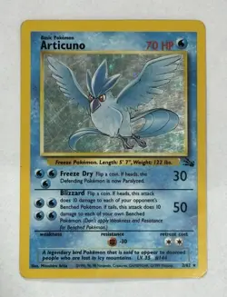 Pokemon TCG Articuno 2/62 | Fossil Holo Unlimited Rare | Heavily Played - Image 1