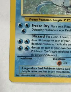 Pokemon TCG Articuno 2/62 | Fossil Holo Unlimited Rare | Heavily Played - Image 5