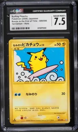 CGC 7.5 Surfing Pikachu Holo Bonds to the End Of Time Japanese 2008 Pokemon #089 - Image 1