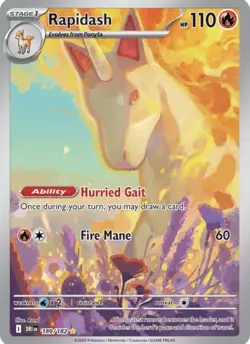 Pokemon TCG Rapidash 189/182 Illustration Rare Destined Rivals NM/M - Image 1