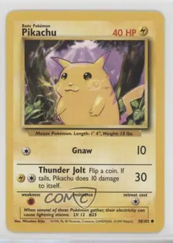 Pikachu Pokemon Base Set #58 1999 - Image 1
