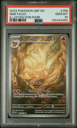 2023 POKEMON OBF EN-OBSIDIAN FLAMES ILLUSTRATION RARE #199 NINETALES PSA 10 - Image 1