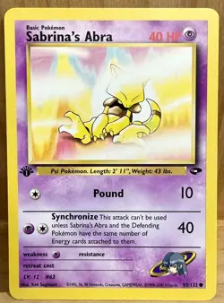 Sabrina's Abra 93/132 Gym Challenge Set 1st Edition 2000 Vintage Pokemon TCG - Image 1