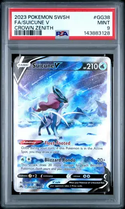 2023 POKEMON SWORD & SHIELD CROWN ZENITH #GG38 FULL ART/SUICUNE V PSA 9 - Image 1