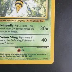 Vintage Pokemon Non Holo Rare Beedrill Base Set Tcg - Image 4