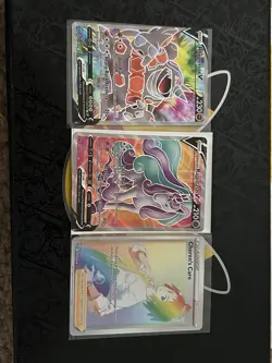 Pokemon TCG Sword & Shield Full Art Lot 3 Cards Rhyperior V Rapidash V Cheren's… - Image 1