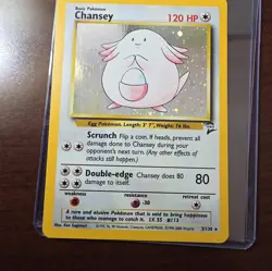 Pokemon Chansey Holo Rare Card #3/130 Base Set 2 WOTC TCG English - Image 3