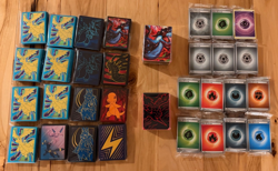 Pokemon ETB Accessory Lot - Card Sleeves, Deck Boxes, Sealed Energy Cards - Image 1