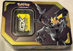 2019 Pokemon TCG Empty Pikachu & Zekrom Tag Team Tin & Marker - No Cards/packs - Image 1