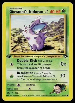 Pokemon Card Giovanni's Nidoran M 76/132 Gym Challenge 1st Edition - Image 1