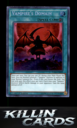 1st Edition Vampire's Domain DASA-EN009 Secret Rare Dark Saviors YuGiOh Card LP - Image 1