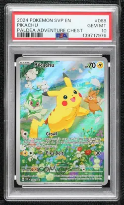Pikachu (Paldea Adventure Chest) Holo Pokemon Scarlet & Violet Black Star PSA 10 - Image 1