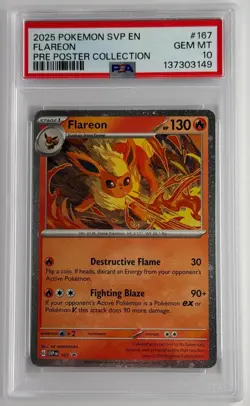 2025 POKEMON SV BLACK STAR PROMO 167 FLAREON PRE POSTER COLLECTION PSA 10 - Image 1