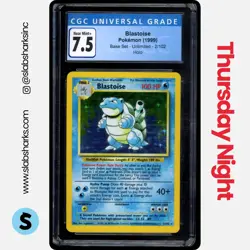 1999 POKEMON BASE SET UNLIMITED #2/102 BLASTOISE HOLO CGC 7.5 - Image 1