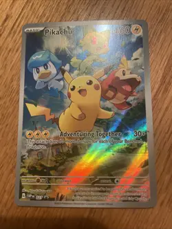 Pokemon Pikachu TCG Holo Black Star Promo SVP027 IR Paldea Evolved - Image 1