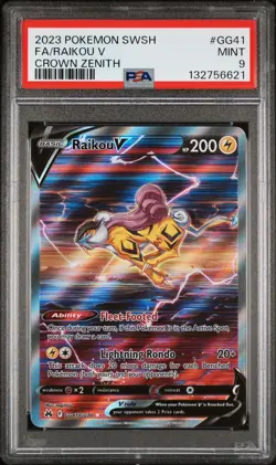 PSA 9 Raikou V #GG41 Full Art Pokemon Crown Zenith Galarian Galaxy SWSH - Image 1