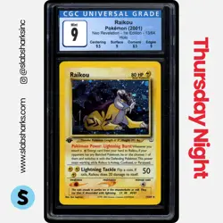 2001 POKEMON NEO REVELATION 1ST EDITION #13/64 RAIKOU HOLO RARE CGC 9 - Image 1