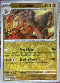 Hisuian Arcanine Reverse Holo Rare - 100/167 - Twilight Masquerade Pokemon 2024 - Image 1