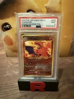 2000 Pokemon Japanese Charizard Neo 2 #006 Promo Reverse Foil PSA 9 Mint - Image 1