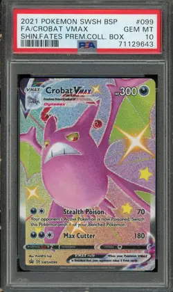 2021 POKEMON SWSH BLACK STAR PROMO #099 FULL ART/CROBAT VMAX PSA 10 GEM MINT - Image 1