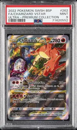 2022 POKEMON SWSH BLACK STAR PROMO #262 FULL ART/CHARIZARD VSTAR PSA 9 - Image 1