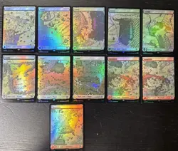 Magic The Gathering Lot - 11 Lord Of The Rings Foil Basic Lands - Image 1