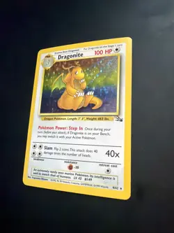 Pokemon TCG Dragonite 4/62 Unlimited Holo Rare Card, LP Fossil - Image 2
