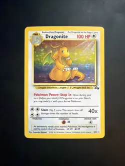Pokemon TCG Dragonite 4/62 Unlimited Holo Rare Card, LP Fossil - Image 3