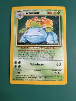 Pokemon TCG Venusaur Base Set Holo Unlimited Rare Card 15/102 NM - Image 1