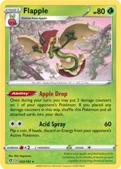 1x Flapple 022/192 RARE HOLO Rebel Clash Pokemon TCG Card NM - Image 1