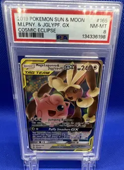 Pokemon Mega Lopunny & Jigglypuff GX 165/236 Cosmic Eclipse PSA 8 Holo - Image 1