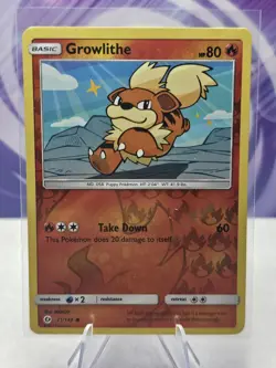 Pokemon - Growlithe - 21/149 - Common - Reverse Holo - Sun & Moon Base Set - NM - Image 1