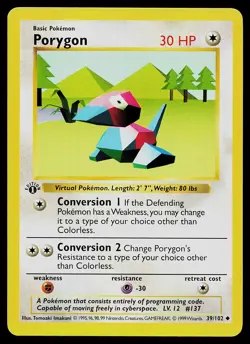 Pokemon Card - Porygon Base Set (Shadowless) 39/102 Uncommon 1st Edition - Image 1
