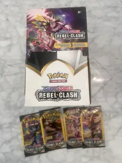 2020 Pokemon TCG Sword & Shield Rebel Clash 3-Card Pack 81 Packs Sealed With Box - Image 1