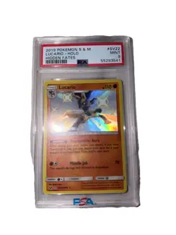 Pokemon 2019 SM Hidden Fates Lucario Card #SV22/SV94 PSA 9 - Image 1