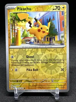 PIKACHU 018/091 Reverse Holo Rare Paldean Fates STCG Pokemon Card NM/MINT - Image 1