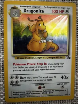 Dragonite 4/62 Fossil Holo Pokemon Card LP - Image 2