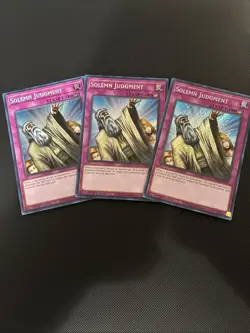 Solemn Judgment - x3 *Playset* 1st Edition Secret Rare RA02-EN075 Near Mint - Image 1
